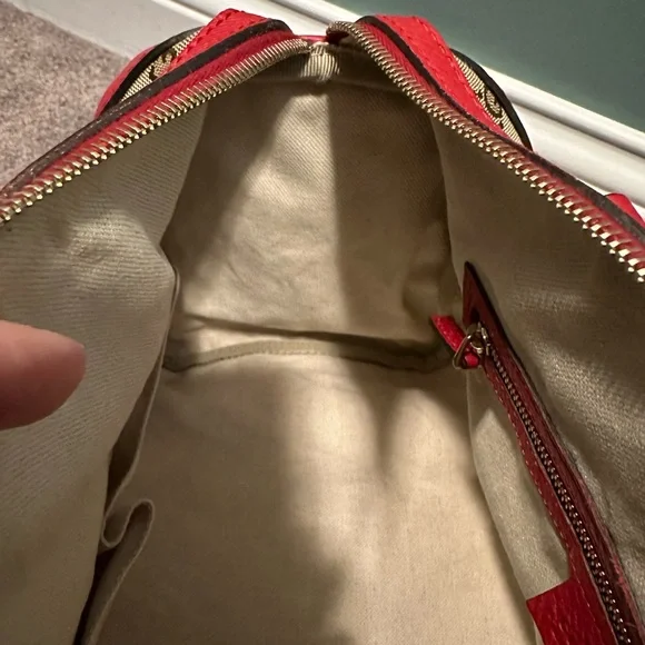 Gucci Boston bag brown monogram with red leather - Picture 13 of 16